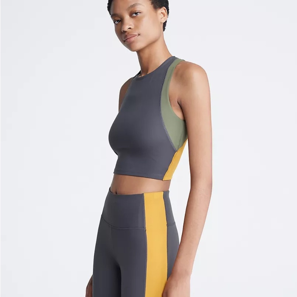 Calvin Klein Performance Embrace Colorblock Cropped Stretch Tank Top